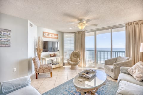 Living Room View of Ocean Front Balcony 