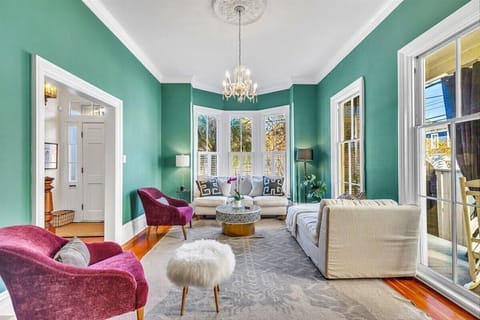Living room with seating for up to 6-7 people.  