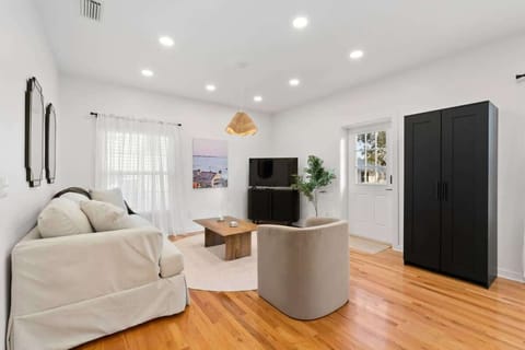 Spacious living space with smart TV