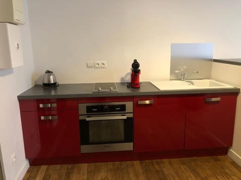 Mini-fridge, oven, stovetop, electric kettle