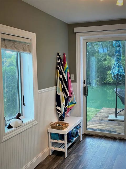 Life jackets and beach towels for boating and beach time.