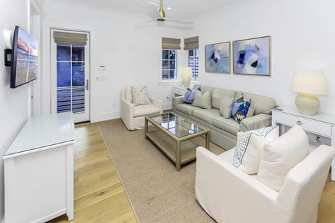 Harp's Haven Carriage House - Rosemary Beach - Living, Dining, and Kitchen Area
