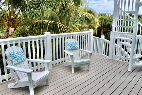 Comfortable seating on the upper rear deck—perfect for quiet moments.