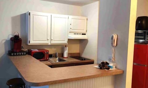 Kitchenette with Stove Topm Keurig, AirFryer, Large Fridge, DIshwasher, and all your cooking essentials