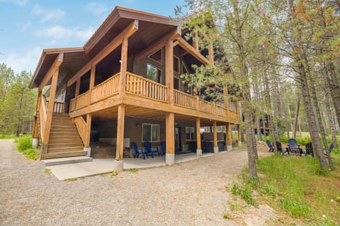 Front of cabin facing the water