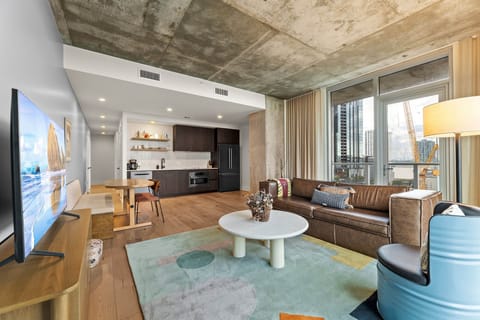 Luxury Condo, 1 King Bed with Sofa bed, Balcony, City View | Living area | LED TV, Netflix, streaming services
