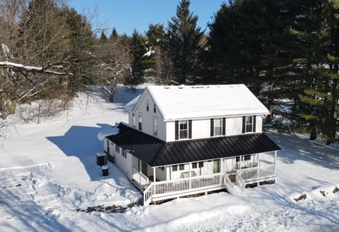 Farmhouse with snow