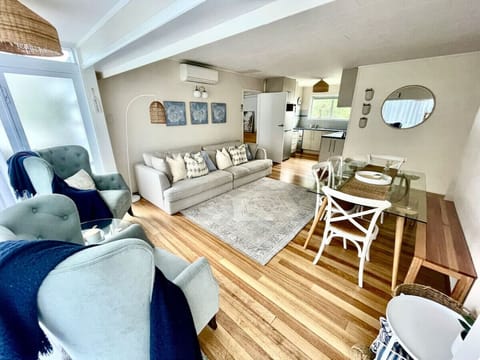 Living and dining area through to the kitchen