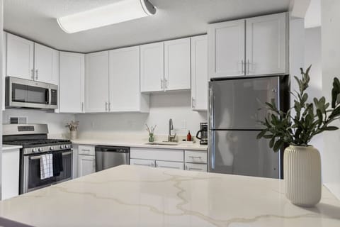 You’ll love preparing meals in this fully equipped kitchen, designed with all the appliances and utensils you need for a comfortable, home-like experience.