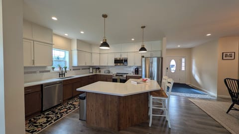 Huge fully stocked kitchen with an big island