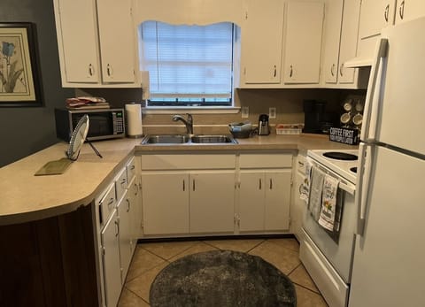 Fully equipped kitchen, can prepare a dinner for the family.