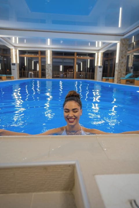 Indoor pool, open 8:00 AM to 11:00 PM, sun loungers