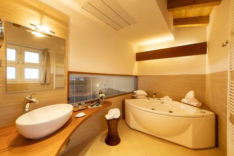 Premium Suite | Bathroom | Shower, rainfall showerhead, hair dryer, bathrobes