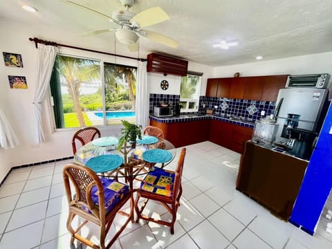 Spacious dining area with views.  New kitchen