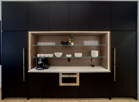 Built in fridge/freezer, drawer microwave, Jura automatic coffee maker included.