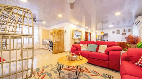 Living room with HDTV and local cable