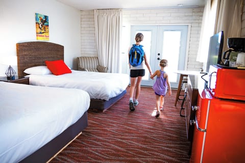 Basic Room, 2 Queen Beds | Laptop workspace, blackout drapes, iron/ironing board