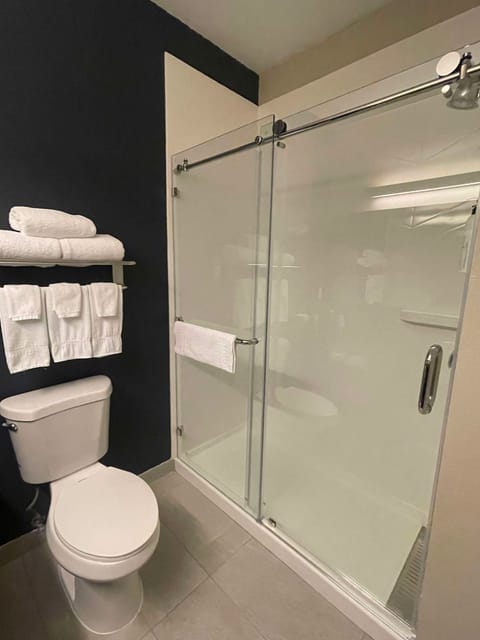 Room, 1 King Bed (Hearing Accessible) | Bathroom | Free toiletries, hair dryer, towels, soap