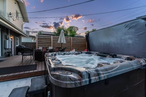 Gorgeous luxury hot tub in backyard