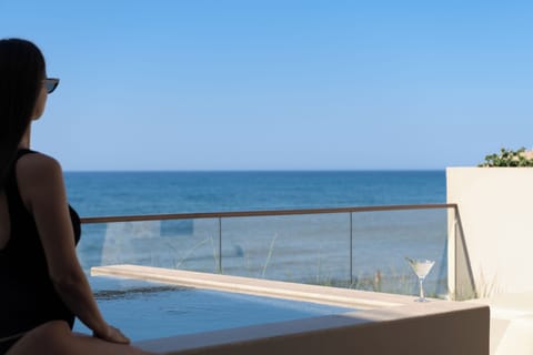 Exquisite plunge pool details with sea views.