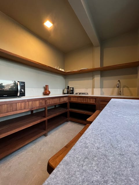 Luxury Apartment | Private kitchen | Fridge, microwave, stovetop, coffee/tea maker