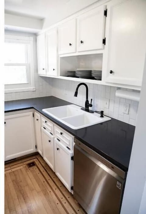 Dishwasher available as well as cleaners under the sink