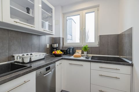 City Apartment | Private kitchen | Fridge, microwave, oven, stovetop