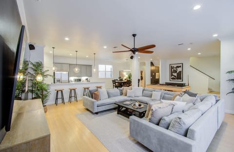 Packed full of entertainment and appeal, this open-concept layout makes for easy socializing no matter where your interests lie – in the kitchen, at the pool table, or on the couch!