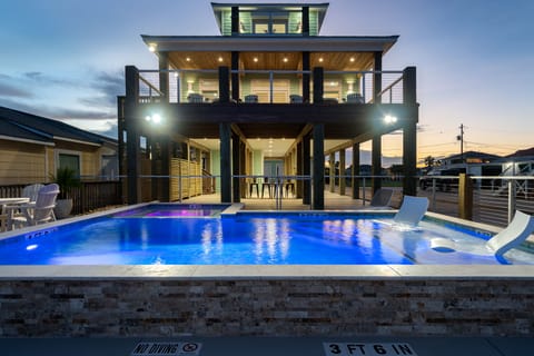 Evening swims in lighted pool