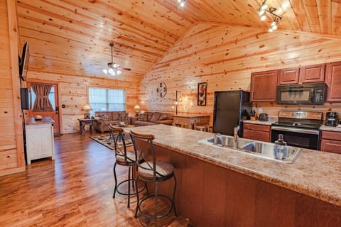 Eat either at the small dining table or at the breakfast bar.