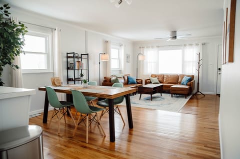 Bright and open living room and dining room