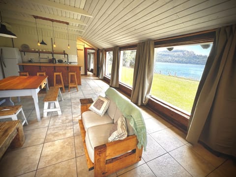 Panoramic Cabin, 1 Bedroom, Lake View, Lakeside (H58) | Living area | 43-inch Smart TV with satellite channels, fireplace, Netflix