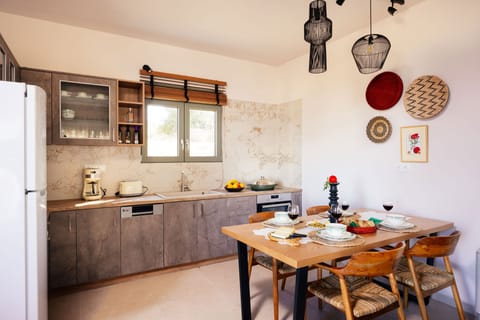 Indoor dining room and kitchen