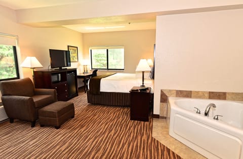 Premium bedding, down comforters, pillowtop beds, in-room safe