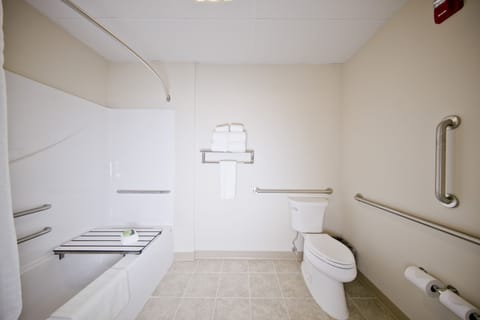 Room, 1 King Bed, Accessible Benched Tub, Non Smoking | Bathroom | Combined shower/tub, free toiletries, hair dryer, towels