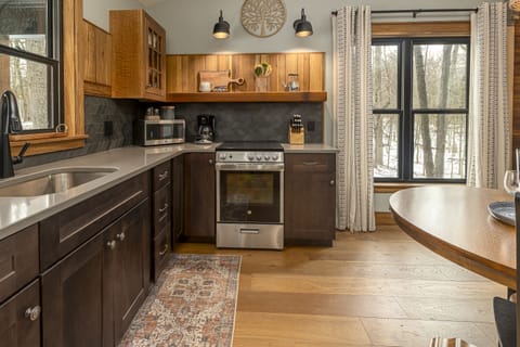 Fully stocked kitchen with ample counter space 