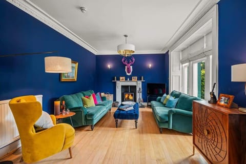 Living room with wood burning stove