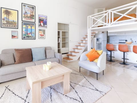 Living room and open kitchen
