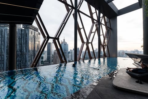 Outdoor pool, sun loungers