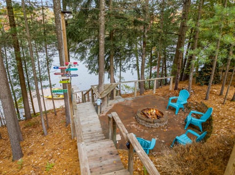 Tiered decking, fire pit with twinkle lights