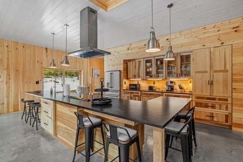 Plenty of cabinet space for storage and you'll also find a microwave, dual drip and Keurig coffee maker, as well as a toaster.