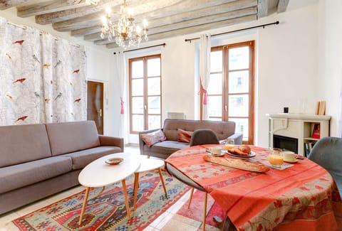 The open-plan living and dining area