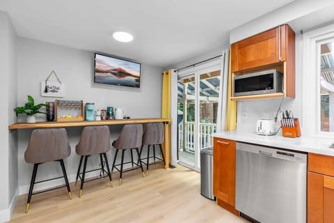 A breakfast nook by the kitchen