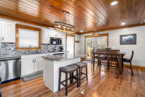 Kitchen island and dining area 