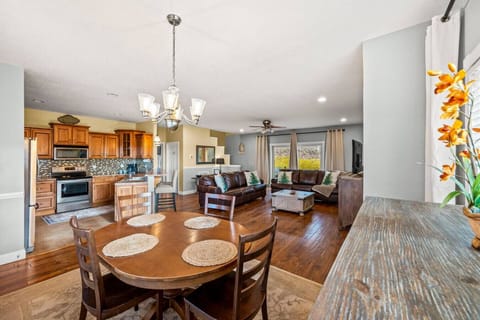 A formal dining area is located just off the kitchen.