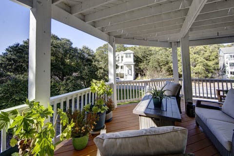 Relaxing outdoor seating overlooking the Sound 