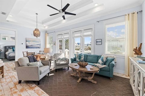 A relaxing space with large windows and plenty of sunlight.