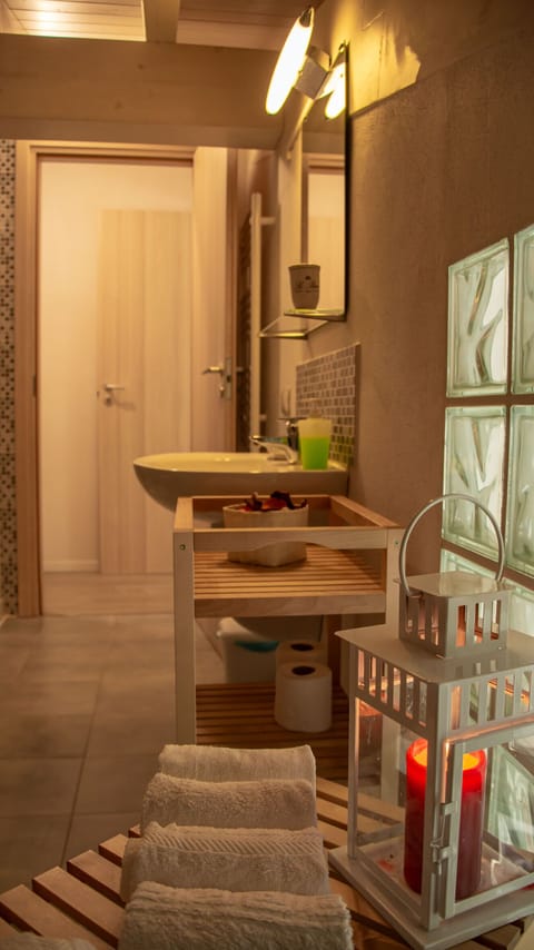 Traditional Duplex | Bathroom | Shower, hair dryer, bidet, towels
