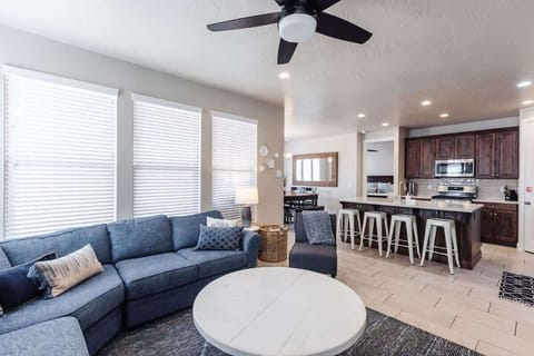 Well-appointed kitchen and gathering space