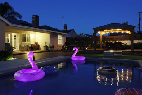 Pool area at night